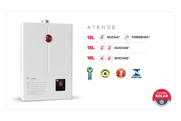 Aquecedor de Passagem Digital 12, 15 e 18 Litros